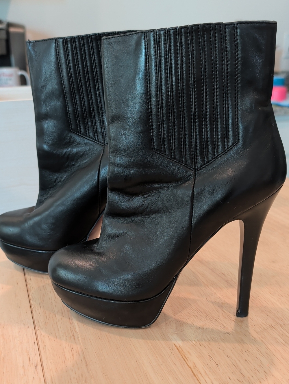 Black Women's High Heel Platform Ankle Boots With 5inch Heel